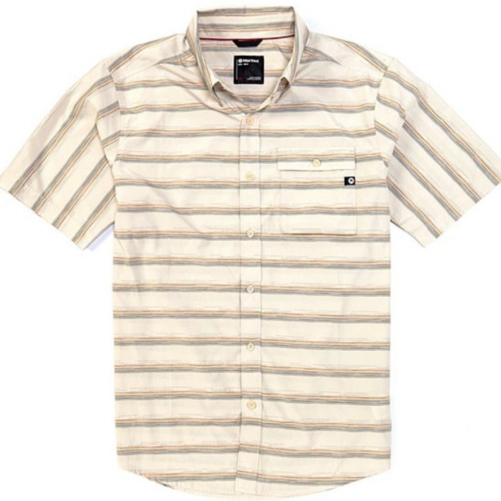 NWT Marmot Beacon Hill Short-Sleeve Woven Shirt- Moonbeam